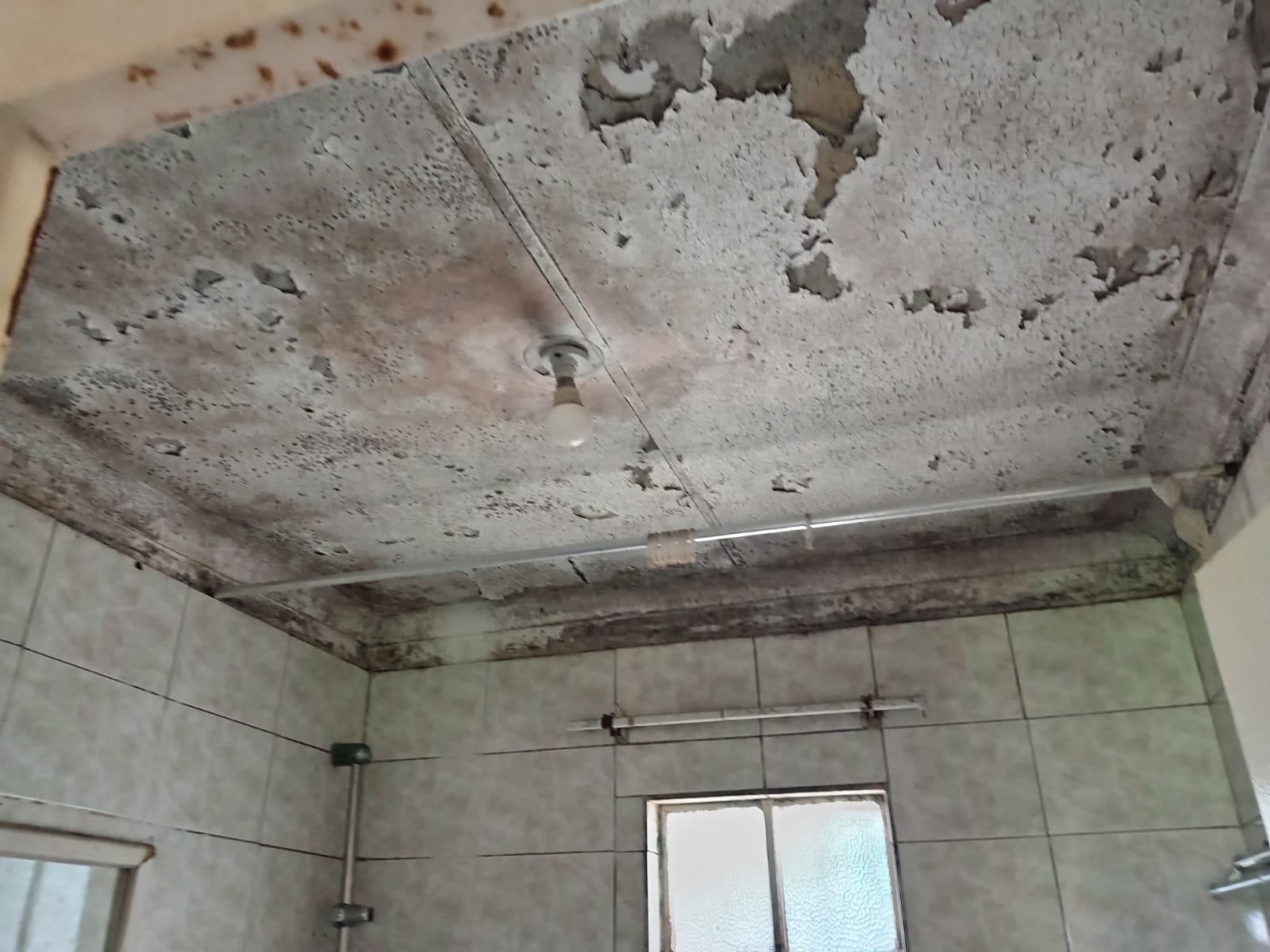 Water-damaged ceiling before